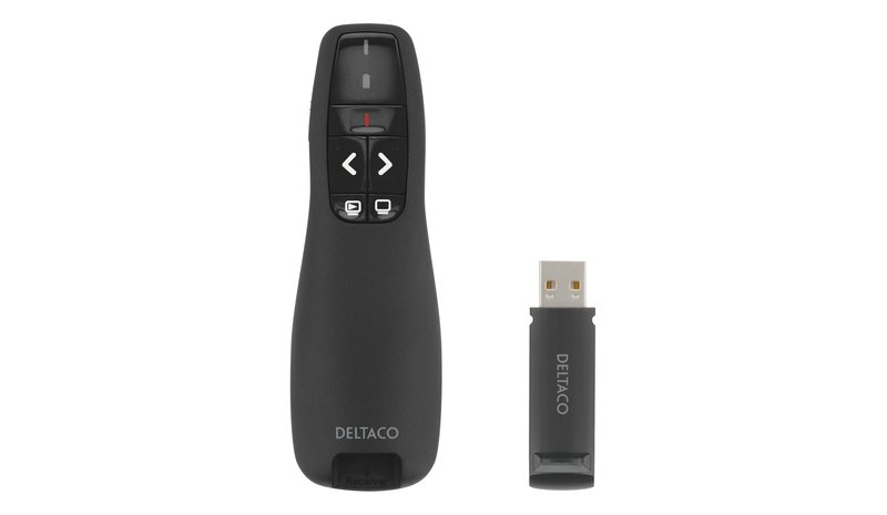 Deltaco WP-001 Wireless Presentation Remote with Laser Pointer 15m