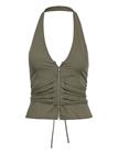 Weekday Tie Waist V-Neck Zip Halter Top - Khaki green - 42