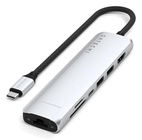 Satechi 7-i-1 USB-C Slim Multiport Adapter med Ethernet - Silver