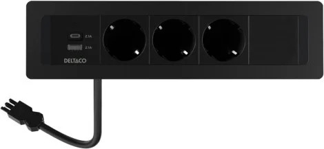 Deltaco OFFICE Power Strip - 3 Outlets