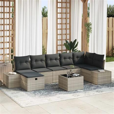 vidaXL Sohvasetti tyynyllä 8 pcs polyrottinki