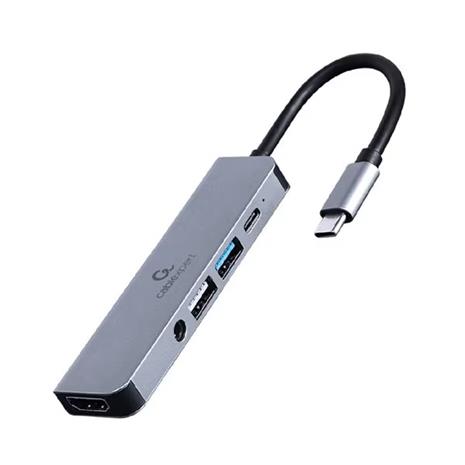 USB Type C -moniporttinen sovitin - GEMBIRD - A-CM-COMBO5-02 - Langallinen - 87 W - Hopea