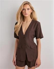 Nelly - Ruskea - Crinkled SS Blazer