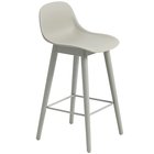 Muuto Fiber Baarijakkara Puu Selkänojalla 65 Cm - Baarijakkarat Harmaa - FICOBWON03031