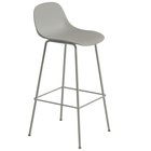 Muuto Fiber Tube Baarijakkara Selkänojalla 75 Cm - Baarijakkarat Kierrätetty Muovi Harmaa - FIBABTUN03031
