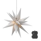 Goobay LED-julstjärna 3D, ä˜ 56 cm, batteridrivet med timer och 18 spetsar, varmvitt (3000 K), av väderbeständig plast (IP44), kabel 2 m