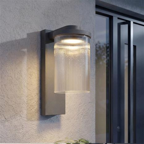 Lucande LED-ulkoseinävalaisin Bee-G, antrasiitti, uurrettu