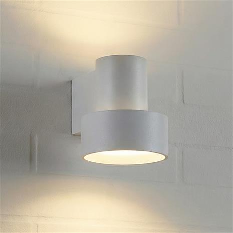 Lucande LED-ulkoseinävalaisin Elune, harmaa, IP44, ylös/alas