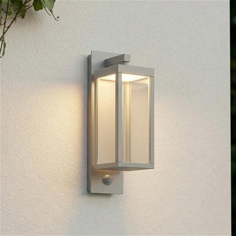 Lucande LED-ulkoseinävalaisin Ferdinand, vaaleanharmaa, anturi