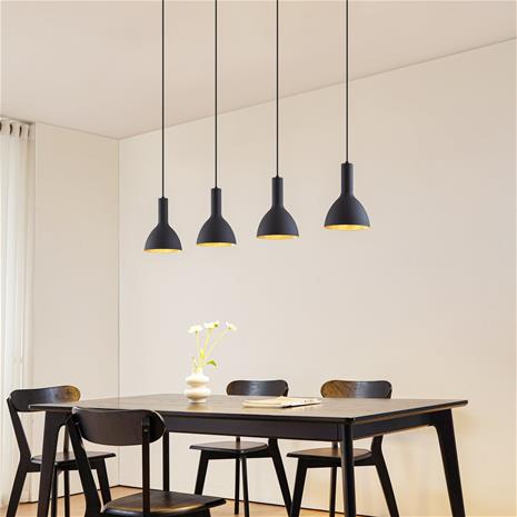 Arcchio Cosmina -riippuvalo, 4-lamp., musta