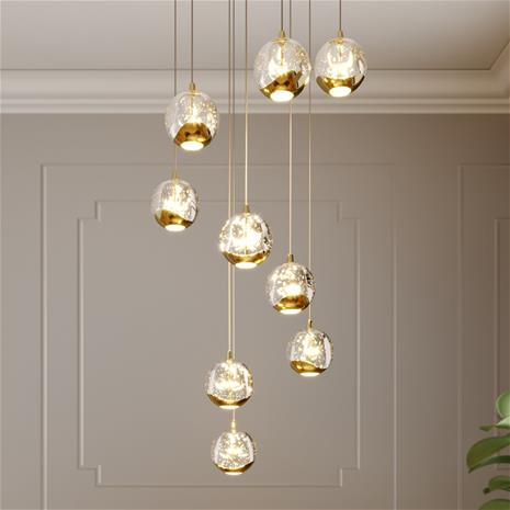 Lucande Hayley -LED-riippuvalo, 9-lamp., kulta