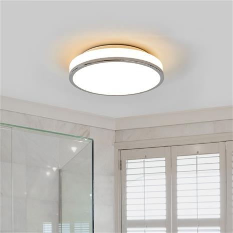 Pyöreä LED-kattolamppu Lyss kromireunuksella, IP44