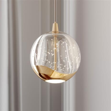 LED-riippuvalo Hayley lasipallo 1-lampp. kulta