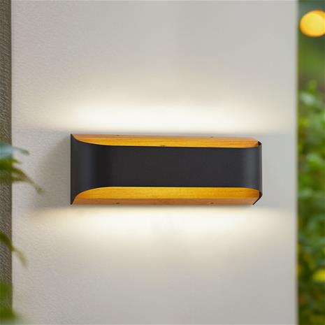 Lindby LED-ulkoseinävalaisin Lenore, musta, metallia, 36,5cm