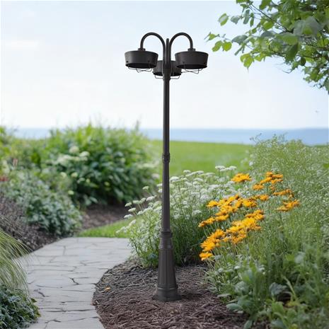 Prios LED-ulkovalaisin Thorus, 204 cm, musta, 3-valo, IP44