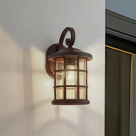 Lindby ulkoseinävalaisin Ankea, ruoste/amber, 37 cm, IP23, E27 – kuva 3/3