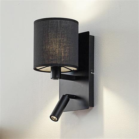 Lindby seinävalaisin Aiden, 30cm, musta, LED-lukuvalo, E14