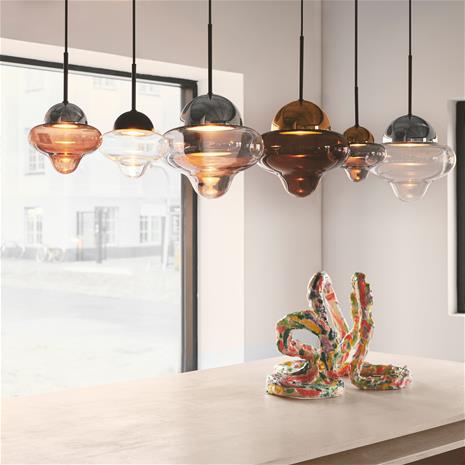 Nutty LED-riippuvalaisin, ruskea / krominvärinen, Ø 18,5 cm, lasia