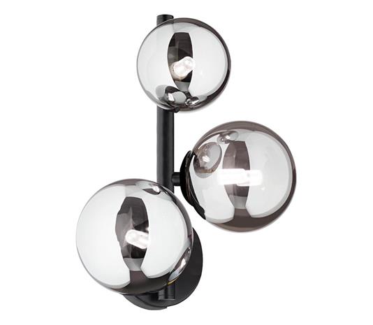 Ideal Lux Perlage -seinälamppu, 3x, musta/musta