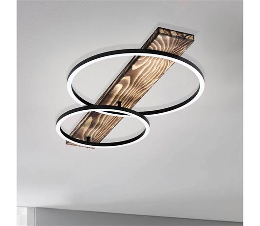 EGLO BOYAL LOFT LED 2L SORT/RUSTIK TRÆ