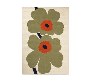 Marimekko Unikko anniversary matto ulkokäyttöön Dusty green, 140ä—200 cm