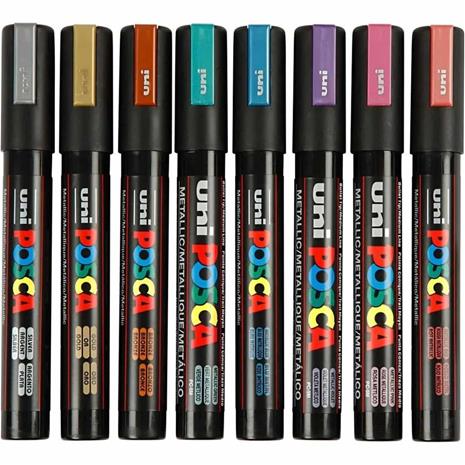 Posca - PC5M - Medium Tip Pen - Metallic colors, 8 pc