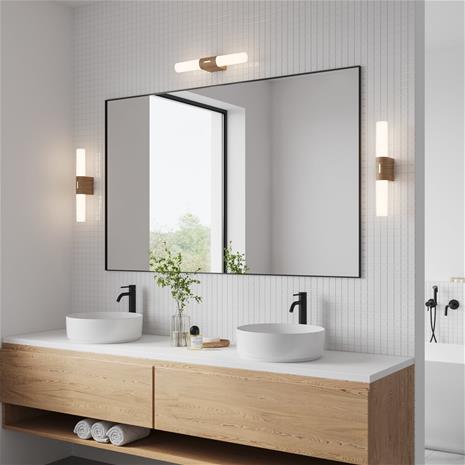 Kylpyhuoneen LED-seinävalo Helva Double Basic, puu – kuva 7/7