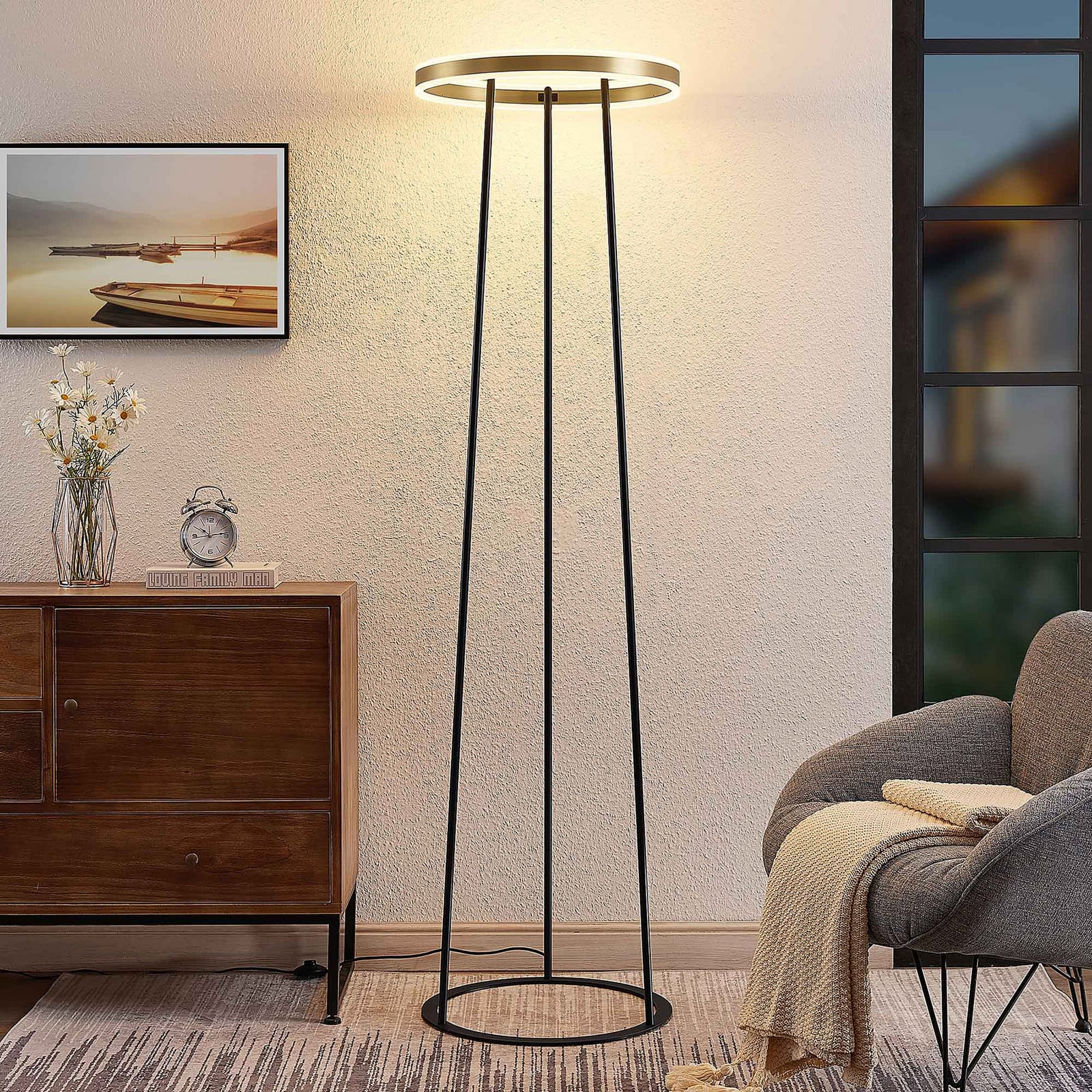 Seppe LED Lattiavalaisin Brass - Lucande - Olohuone - Design - Metalli