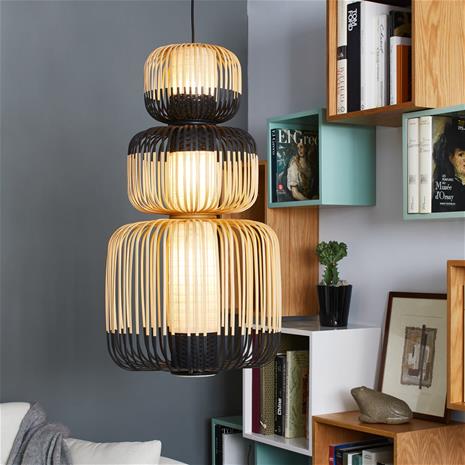 Forestier Bamboo -riippuvalaisin, musta, 3-lamp.