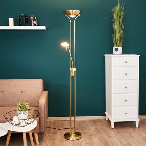 Lindby Josefin -LED-valaisin lukuvalolla, messinki
