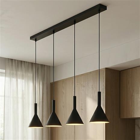 Arcchio Tadej -riippuvalo 4-lamp., musta-valk.