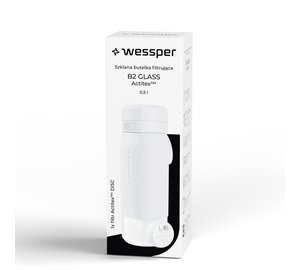 Wessper B2 Actitex valkoinen 500ml lasinen vedensuodatinpullo Bidon
