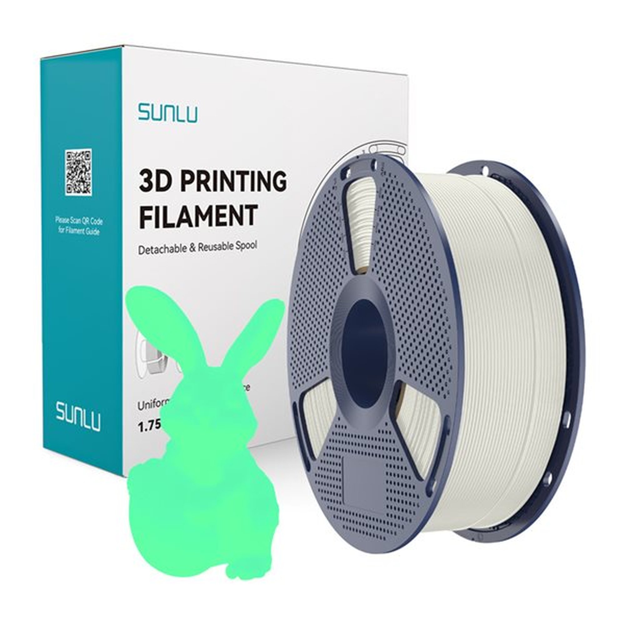 Sunlu PLA Glow-in-the-Dark Filament (White and Gre