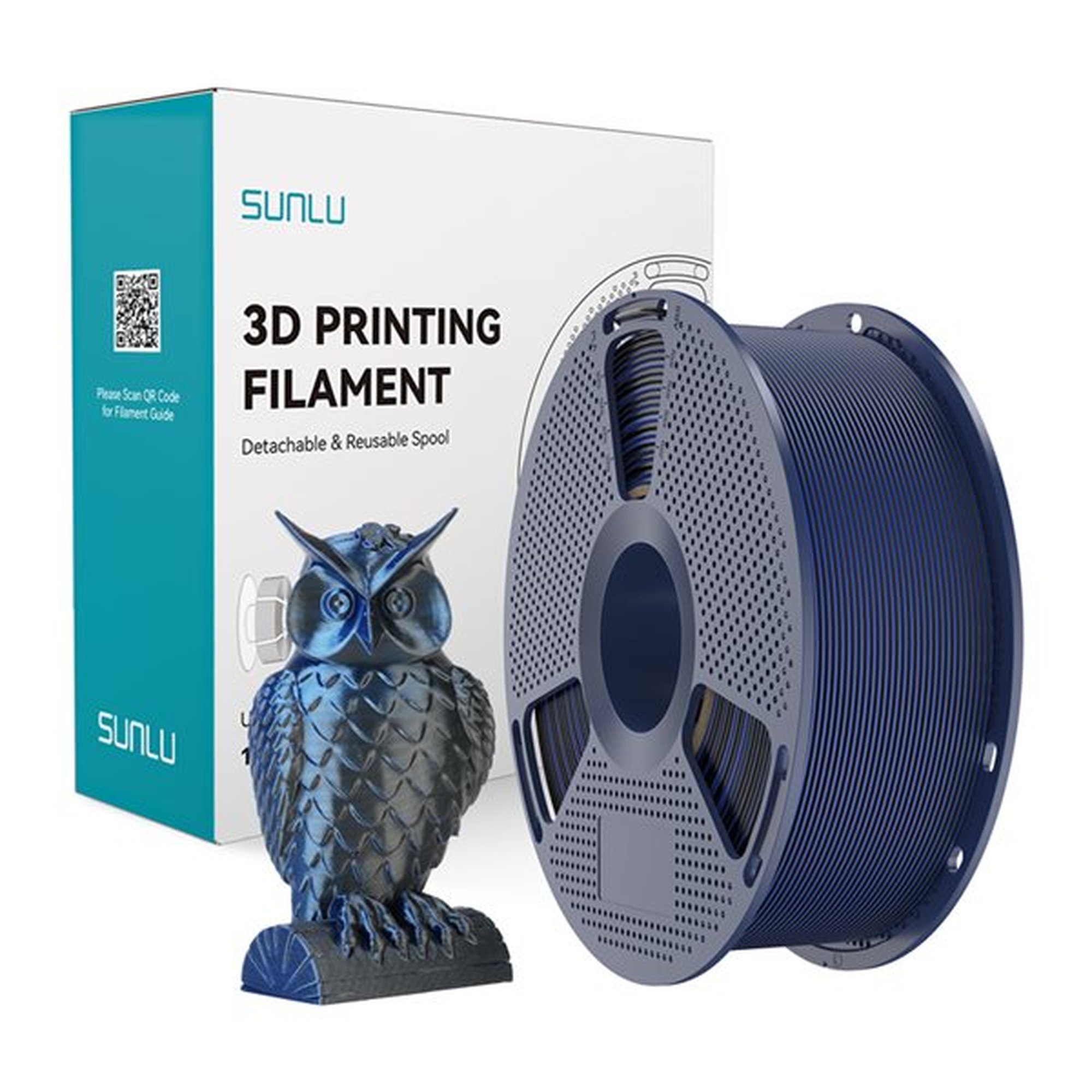 Sunlu PLA+ Silk Dual-Color Filament - Black and Blue
