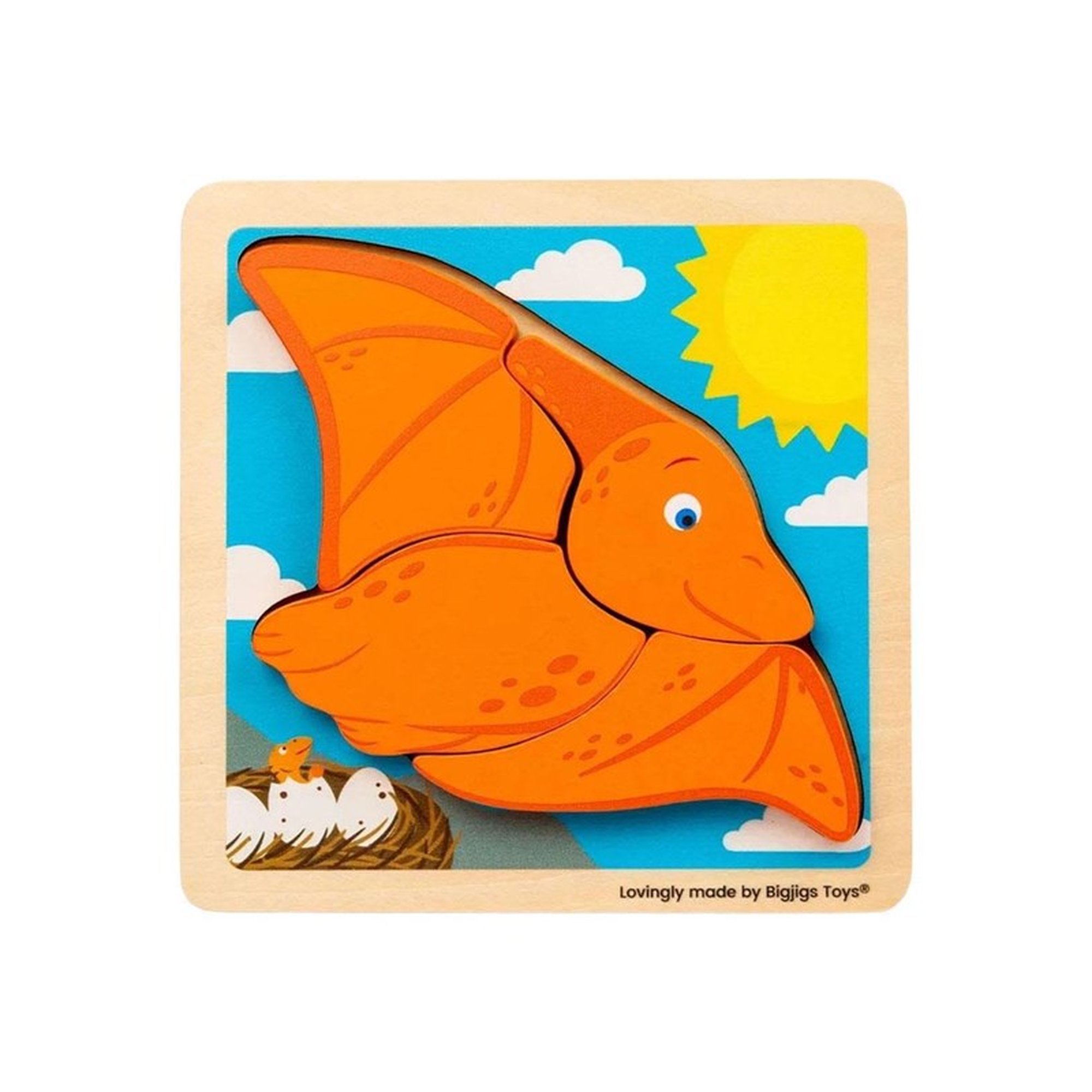 Bigjigs Wooden Shape Puzzle Pterodactyl - 4 pcs.