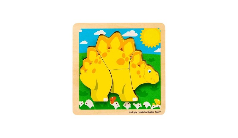 Bigjigs Wooden Shape Puzzle Stegosaurus - 4 pcs. – kuva 1/1