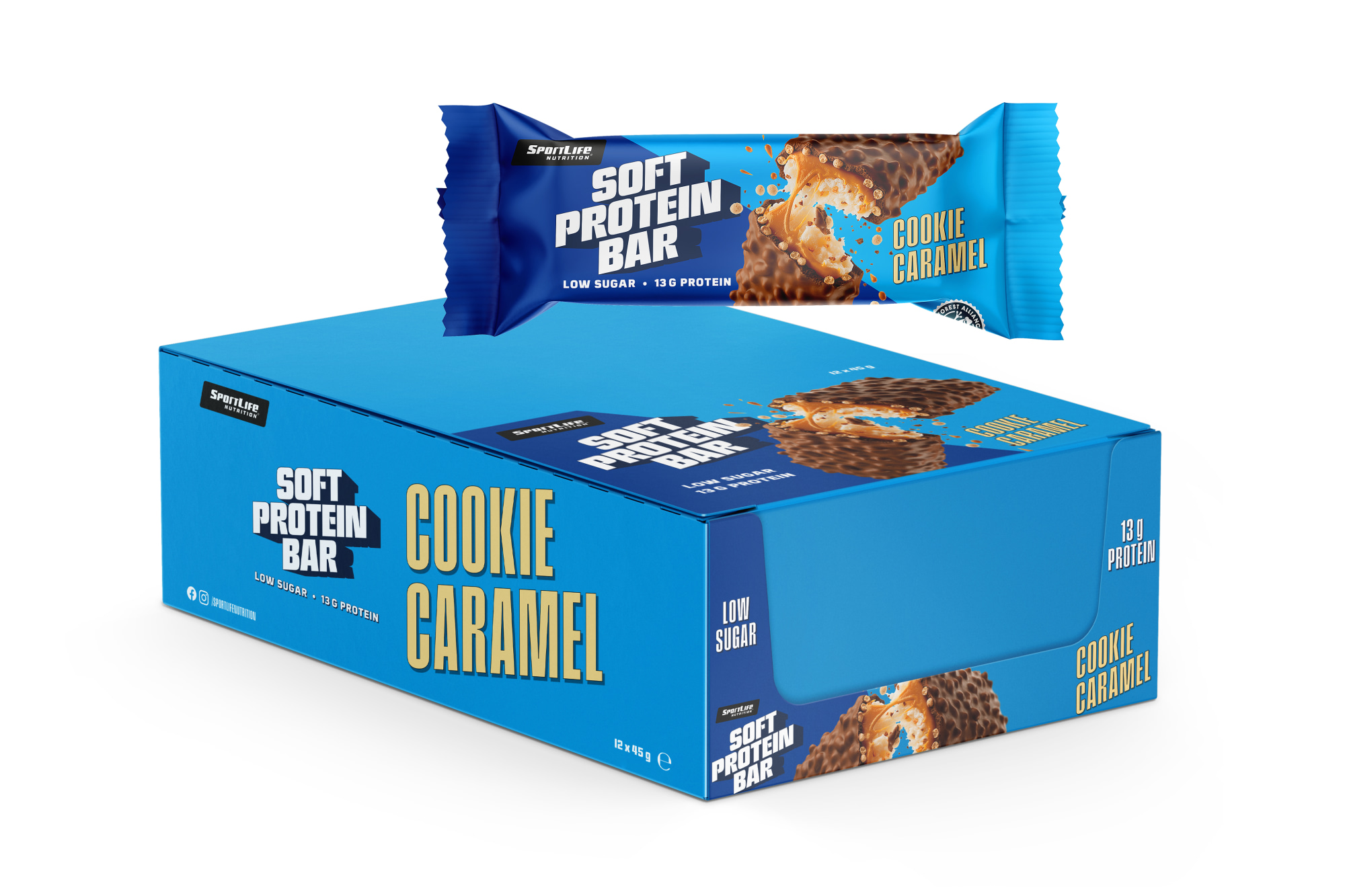 SportLife Nutrition Soft Protein Bar Cookie Caramel 12x45g proteiinipatukka