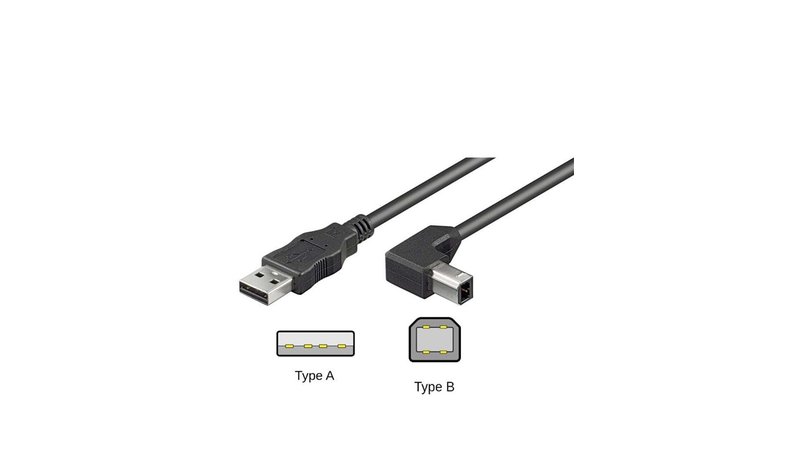 Pro USB-A <-> USB-B 2.0 - 90° - 1m - Musta – kuva 2/2