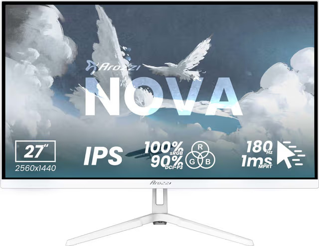 Arozzi Nova QHD | IPS | 180 Hz | 27" pelinäyttö (valkoinen)