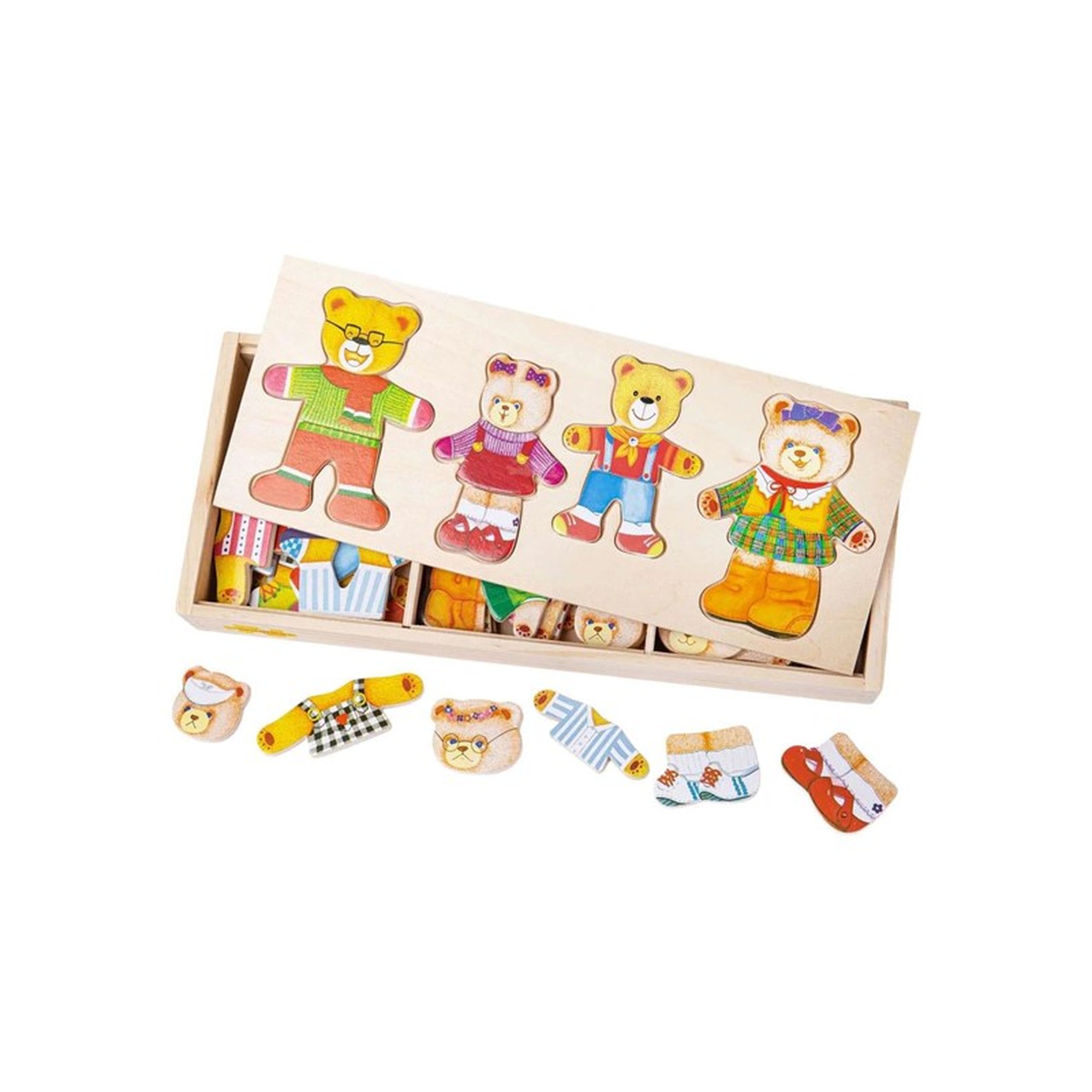 Bigjigs Wooden Dress-Up Puzzle Bear Family - 72 pieces. Puu