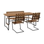 Grythyttan Stä¥lmöbler B31 pöytä 170 cm + 2 A2 nojatuolia + 3-istuttava sohva, teak-musta runko