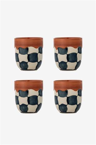 Bloomingville Check muki 4-pack Sininen