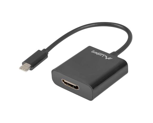 USB C - VGA - ADAPTERI - LANBERG - AD-UC-HD-01 - Musta - Yhteensopiva Windows 10 - ABS