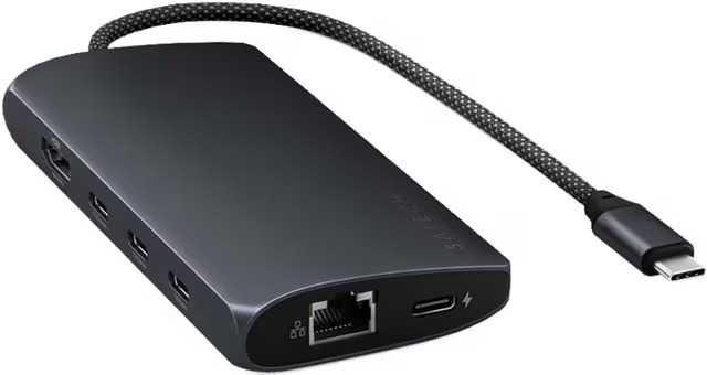 Satechi USB-C-moniporttisovitin 8K ja Ethernet V3 - Midnight