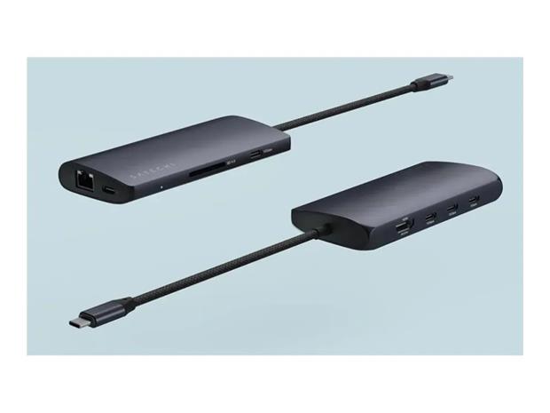 Satechi USB-C-moniporttisovitin 8K ja Ethernet V3 - Midnight