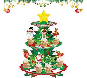 Joulu 3-tier pahvi Cupcake Stand