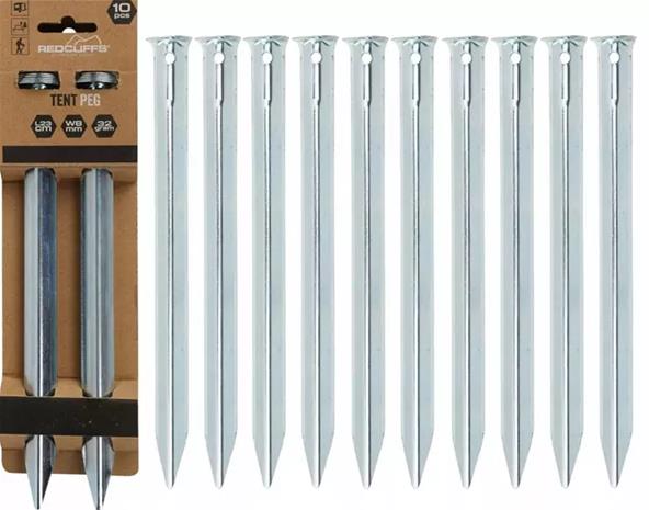 Telttakepit - Ei määritelty - 23 cm - Metalliset - 10 kappaleen pakkaus - Kestäviä ja pitkäikäisiä