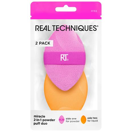 Real Techniques - Miracle 2-in1 Powder Puff Duo - Pink/Orange