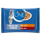 4x 85g PURINA ONE Sterilcat kana- ja naudanliha märkäruokaa kissoille