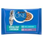 4x 85g PURINA ONE Indoor Tonnikalaa ja vasikanlihaa märkäruokaa kissoille
